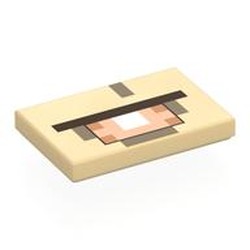LEGO part 26603pr0051 Tile 2 x 3 with print in Brick Yellow/ Tan
