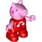 Duplo Figure Child, Pig with Dark Pink Cheeks, Rainbow, Clouds print (Peppa Pig)