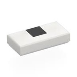LEGO part 3069bpr0233 Tile 1 x 2 with Black Square print in White