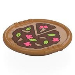 LEGO part 27372pr0019 Duplo Disk with print in Medium Nougat