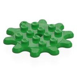 LEGO part 35443 Plate Special 4 x 4 Splat Gear, 10 Teeth in Bright Green