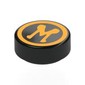 Tile Round 1 x 1 with Bright Light Orange Circle, 'M' print