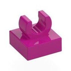 LEGO part 15712 Tile Special 1 x 1 with Clip with Rounded Edges in Bright Reddish Violet/ Magenta