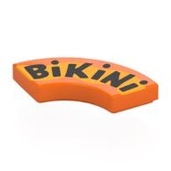 LEGO part 27925pr0002 Tile 2 x 2 Curved, Macaroni with Black 'Bikini', Bright Light Orange Band print in Bright Orange/ Orange