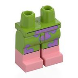 LEGO part 970c18pat84pr0001 Hips with Lime Legs and Warm Pink Boots Pattern with Lavender Flowers print in Bright Yellowish Green/ Lime