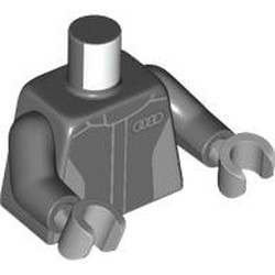 LEGO part 973c12h14pr0002 Torso, Dark Bluish Gray Arms, Light Bluish Gray Hands with print in Dark Stone Grey / Dark Bluish Gray
