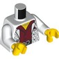 Torso, White Scalled Jacket, Dark Red Shirt, Black Belt with Silver Snake, Yellow Chest with Necklace print, White Arms, Yellow Hands