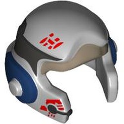 LEGO part 11538pr0008 Helmet Rebel with Cheek Protectors (Star Wars) with print in Medium Stone Grey/ Light Bluish Gray