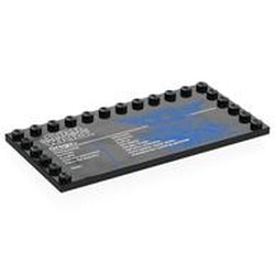 LEGO part 6178pr0021 Plate Special 6 x 12 with Studs on 3 Edges with 'LEGO STAR WARS GROGU', Stats print in Black
