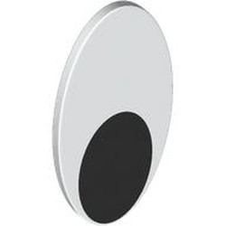 LEGO part 92747pr0011 Shield Ovoid with Grip with Black Oval (Eye) print in White