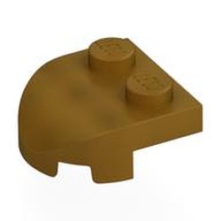 LEGO part 7037 Brick Curved 2 x 2 with Curved Front, 2 Studs in Warm Gold/ Pearl Gold