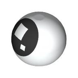 LEGO part 32474pr0007 Technic Ball Joint with Black Eye, White Square Pupils (Brickheadz) print in White