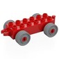 Duplo Car Base 2 x 6 with Fake Bolts, Open Hitch End and Light Bluish Gray Wheels