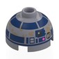 Brick Round 2 x 2 Dome Top, Dark Blue Astromech with Dirt Stains (R2-D2) print