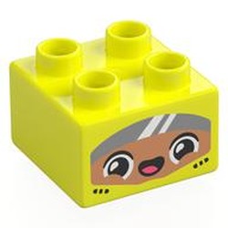 LEGO part 3437pr0080 Duplo Brick 2 x 2 with print in Vibrant Yellow