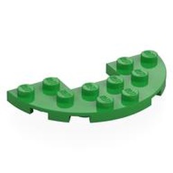 LEGO part 18646 Plate Round Half 3 x 6 with 1 x 2 Cutout in Bright Green