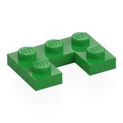 LEGO part 73831 Plate 2 x 3 with 1 x 1 Cutout in Bright Green