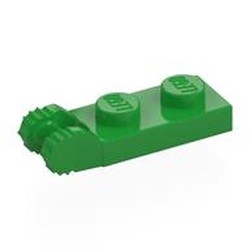 LEGO part 54657 Hinge Plate 1 x 2 Locking with 2 Fingers On End, without Groove, 7 Teeth in Bright Green