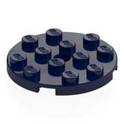 LEGO part 60474 Plate Round 4 x 4 with Pin Hole in Earth Blue/ Dark Blue