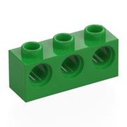 LEGO part 5565 Technic Brick 1 x 3 [3 Pin Holes] in Bright Green