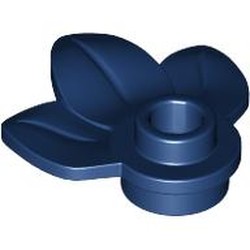 LEGO part 32607 Plant, Plate 1 x 1 Round with 3 Leaves in Earth Blue/ Dark Blue