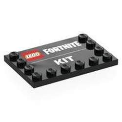 LEGO part 6180pr0047 Plate Special 4 x 6 with Studs on 3 Edges with 'LEGO FORTNITE KIT' print in Black