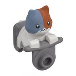 LEGO part 115941pr0001 Creature Head, White Cat on Motor Cycle with Sand Blue/Dark Orange Head in Silver Metallic/ Flat Silver