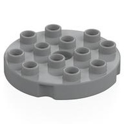 LEGO part 98222 Duplo Plate Round 4 x 4 in Medium Stone Grey/ Light Bluish Gray