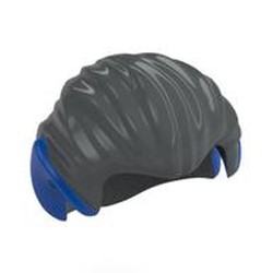 LEGO part 93230pr0007 Hair Swept Back with Pointy Ears Blue Print in Dark Stone Grey / Dark Bluish Gray