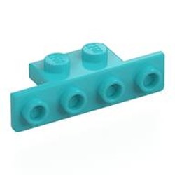 LEGO part 10201 Bracket 1 x 2 - 1 x 4 [Rounded Corners] in Medium Azure