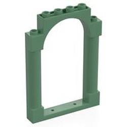 LEGO part 40066 Panel 1 x 6 x 7 with 2 Columns and Arch in Sand Green