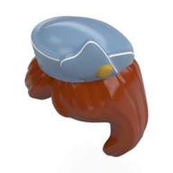 LEGO part 115994pat0001 Hair, Long with Sand Blue Cap pattern in Dark Orange