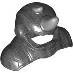 LEGO part 81848pr0002 Helmet Armor, Shoulder Cover, Light Bluish Grey Horns print in Titanium Metallic / Pearl Titanium
