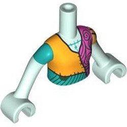 LEGO part 92456c09pr0001 Minidoll Torso Girl with Light Aqua Arms and Hands with print in Aqua/ Light Aqua