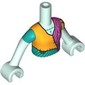 Minidoll Torso Girl with Light Aqua Arms and Hands with Orange/Dark Turquoise/Dark Pink Patched Shirt print