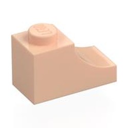 LEGO part 78666 Brick Curved 2 x 1 with Inverted Cutout in Light Nougat