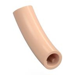 LEGO part 7324 Brick Round 1 x 1 D. Tube with 45° Elbow and Axle Holes (Crossholes) at Each End in Light Nougat