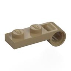 LEGO part 3172 Plate Special 1 x 2 with Pin Hole On Side in Sand Yellow/ Dark Tan