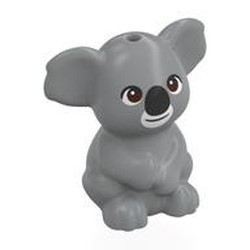 LEGO part 8065pr0003 Animal Koala, Sitting with Black Noes, White Mouth, Dark Brown Eyes print in Medium Stone Grey/ Light Bluish Gray