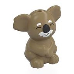 LEGO part 8065pr0002 Animal Koala, Sitting with Black Nose, White Mouth, Closed Eyes print in Sand Yellow/ Dark Tan