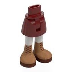 LEGO part 2241c01pr0036 Minidoll Hips and Short Skirt [Thin Hinge] with print in Dark Red