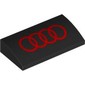 Slope Brick Curved 2 x 4 x 2/3 No Studs, with Bottom Tubes with Red Audi Logo print