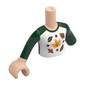 Minidoll Torso with Left Limb Reduction, Light Nougat Arms and Hand with White Shirt, Dark Green Sleeves, Leaves print