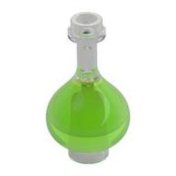 LEGO part 5608pat0003 Equipment Bottle / Erlenmeyer / Florence Flask with Trans-Bright Green pattern in Transparent Bright Green/ Trans-Bright Green