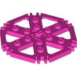 LEGO part 69984 Technic Plate Rotor 6 Blade with Clip Ends Connected [aka Water Wheel] - Solid Studs in Bright Purple/ Dark Pink