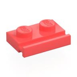 LEGO part 32028 Plate Special 1 x 2 with Door Rail in Vibrant Coral/ Coral