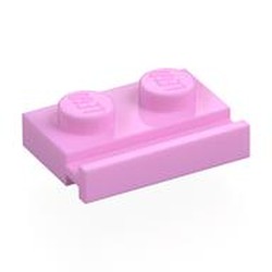 LEGO part 32028 Plate Special 1 x 2 with Door Rail in Light Purple/ Bright Pink