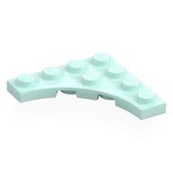 LEGO part 35044 Plate Special 4 x 4 with 3 x 3 Quarter Round Cutout in Aqua/ Light Aqua