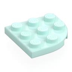 LEGO part 30357 Plate Round Corner 3 x 3 in Aqua/ Light Aqua