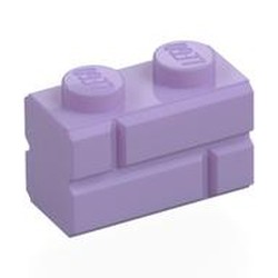 LEGO part 98283 Brick Special 1 x 2 with Masonry Brick Profile in Lavender